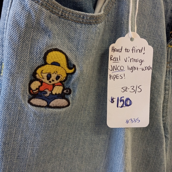 Vintage JNCO 22" wideleg 90s skater jeans! Girlie stuff light wash - Picture 3 of 5